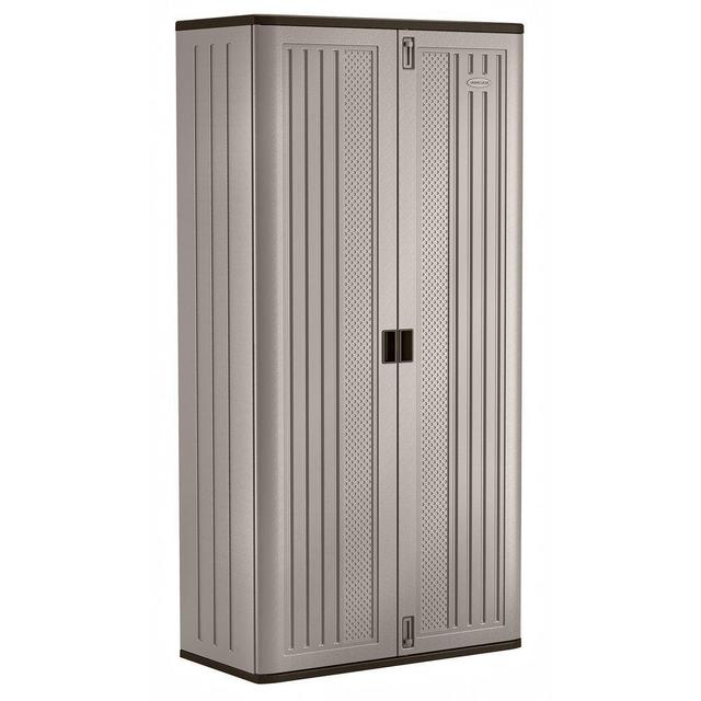 80.25 in. H x 40 in. W x 20.25 in. D 3-Shelf Resin Mega Tall Storage Freestanding Cabinet in Platinum