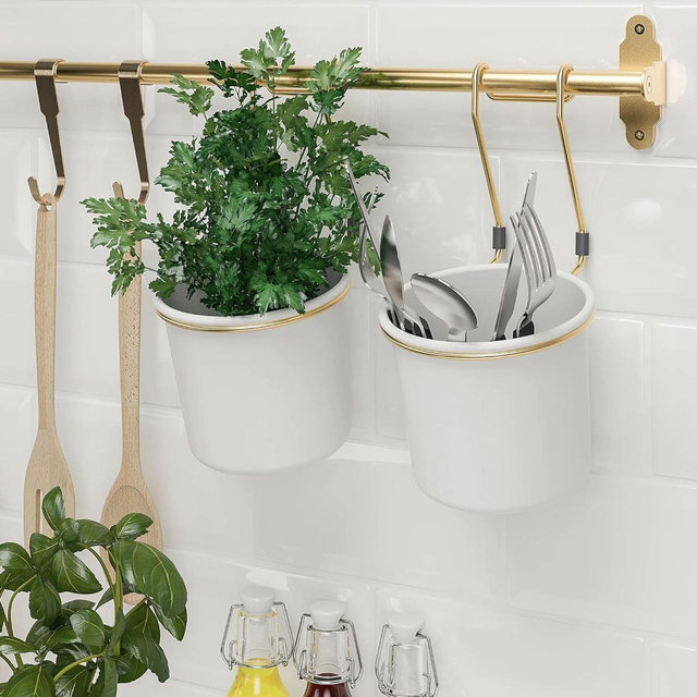 Ikea Rail, Polished / Brass-Colour 60 cm (23 ½ "), & 5 Pcs Hooks 7 cm (2 ¾ ")