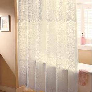 Ivory Lace Shower Curtain with Liner