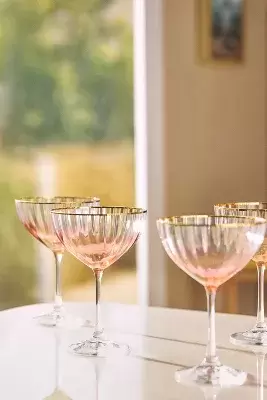 Waterfall Coupe Glasses, Set of 4