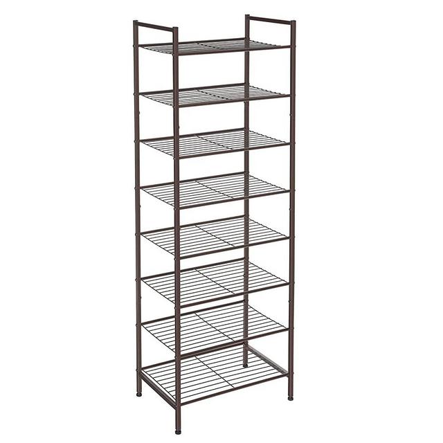 SONGMICS 3-Tier Shoe Rack Storage, Stackable Shoe Shelf Stand, Cool Gray, Size: 29.1