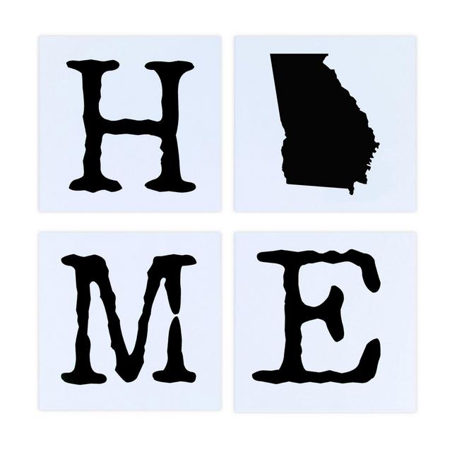 Georgia Home State Blocks 8-Inch x 8-Inch Wall Art in White (Set of 4)
