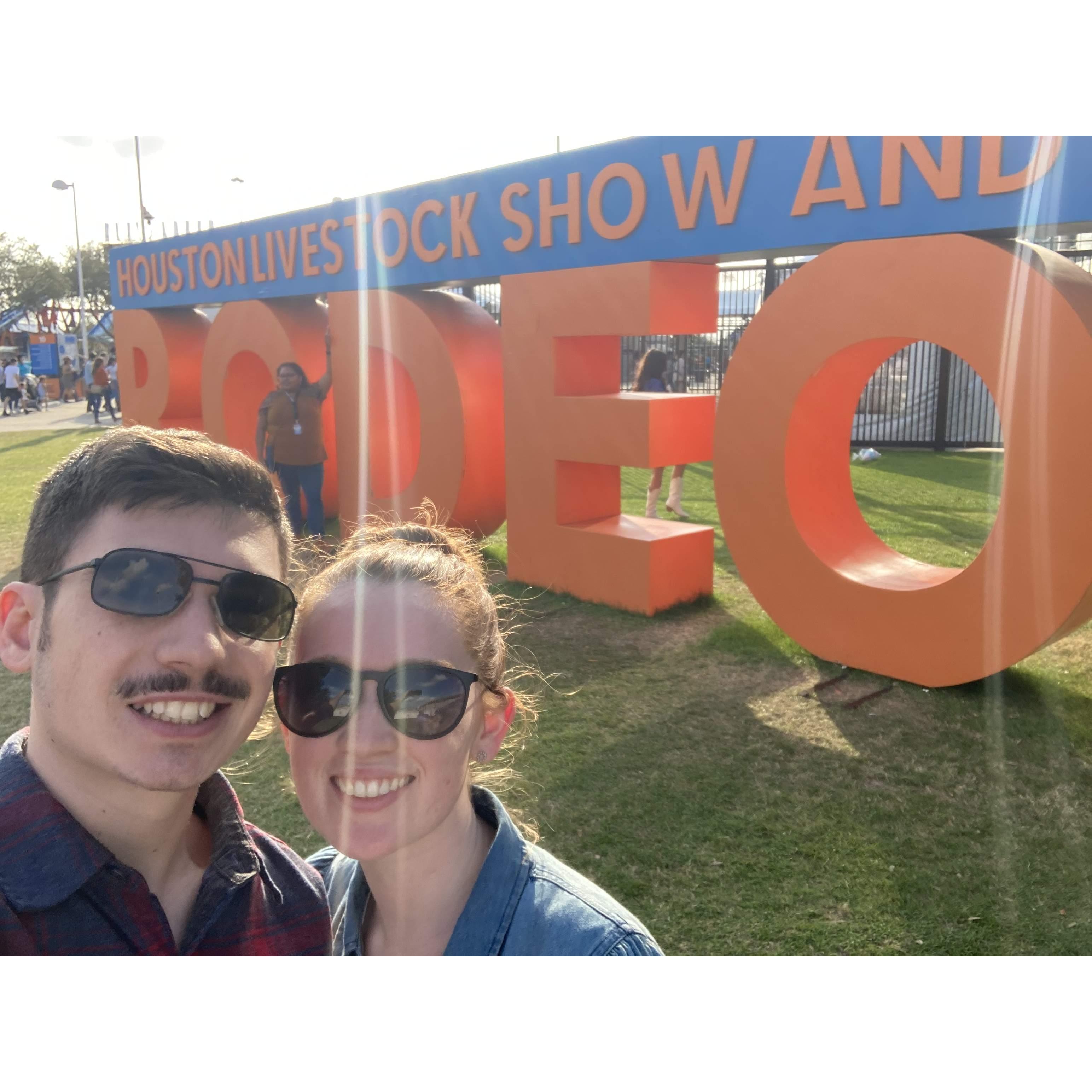 March 2022: Our first rodeo in Houston, Texas (the mustache is gone now, don't worry)