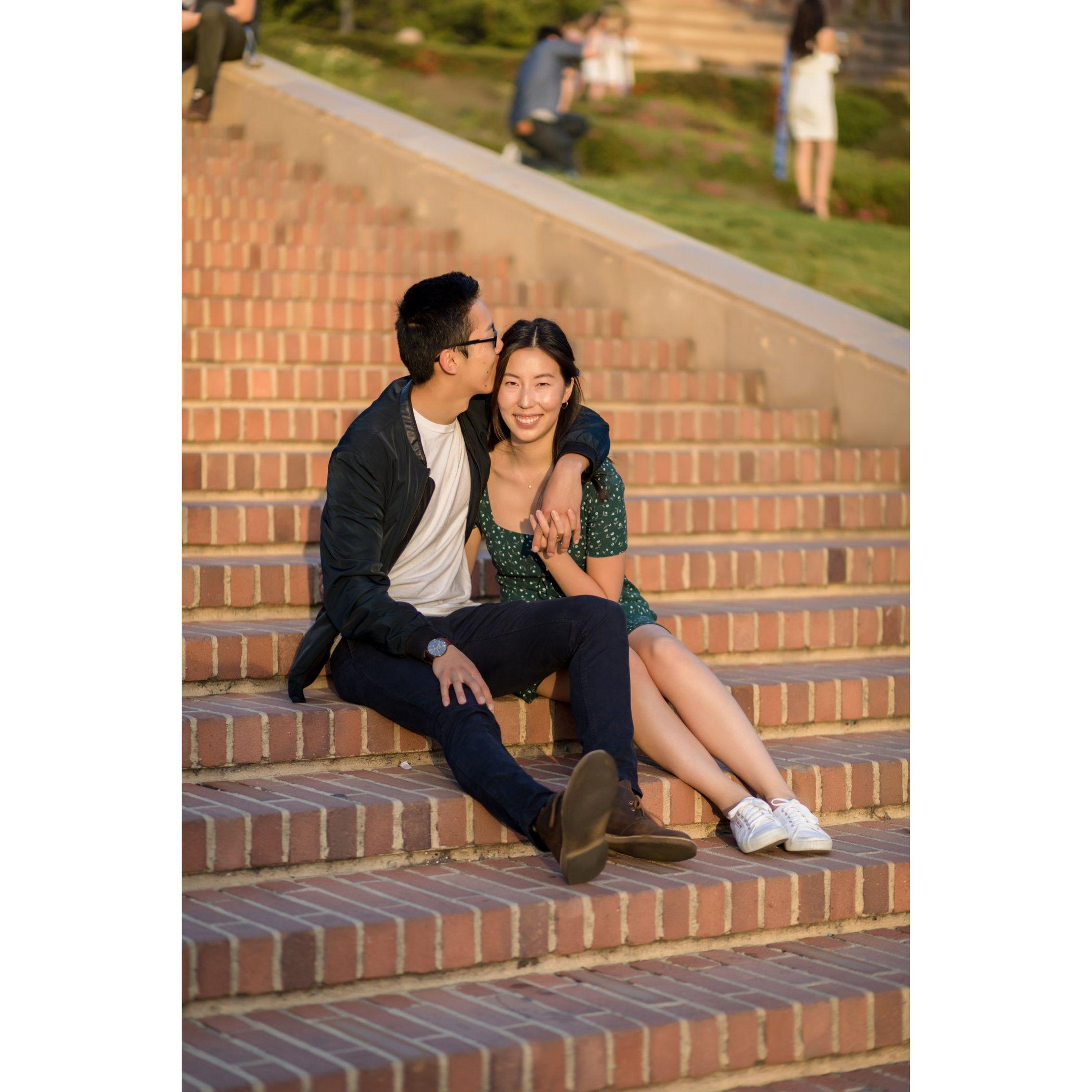 Sitting on UCLA's iconic steps the year Victoria graduated.
