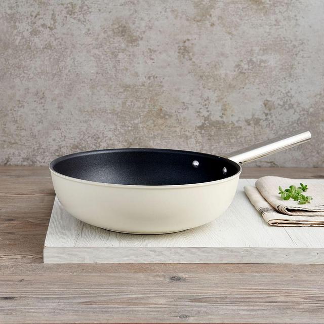 Smeg Cookware 12" Wok, Cream