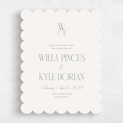 Beige Scalloped Wedding Save the Date - Lux Classic