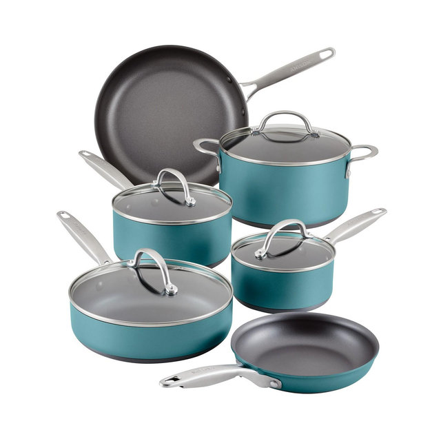 Anolon Achieve Hard Anodized Nonstick Cookware Set, 10 Piece