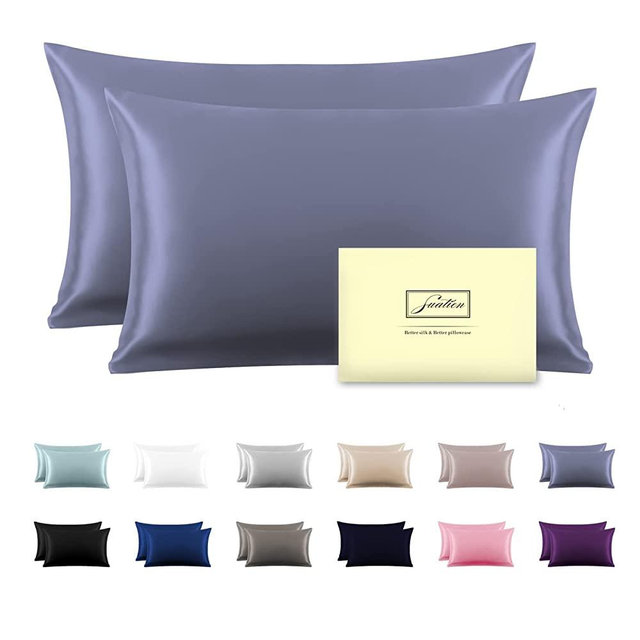 Silk Pillowcase for Hair and Skin,Soft,Breathable and Sliky 100% Queen Silk Pillow Case Set of 2,Both Sides Natural Mulberry Silk Pillowcases with Hidden Zipper(Queen Size 20"X 30",2pcs)