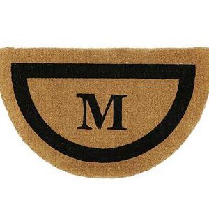 Monogrammed Half-Round Doormat, 22 x 36", Black