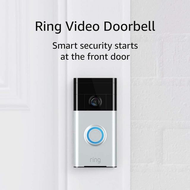 Ring Video Doorbell (1st Gen) – 720p HD video, motion activated alerts, easy installation – Satin Nickel