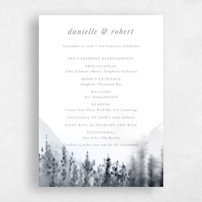 Charcoal, White Wedding Program - Grove