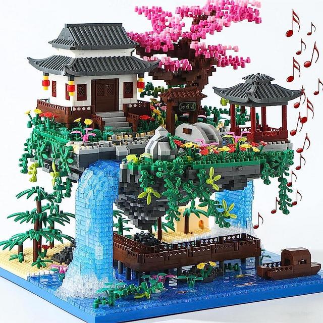 Cherry Blossom Tree Building Set with Gift Box, Original Music Cherry Blossom Tree House(Type :Symphony), Japanese Sakura Tree House Lights Building Kit（3220 Pcs, Cherry Bonsai Tree Building Set.