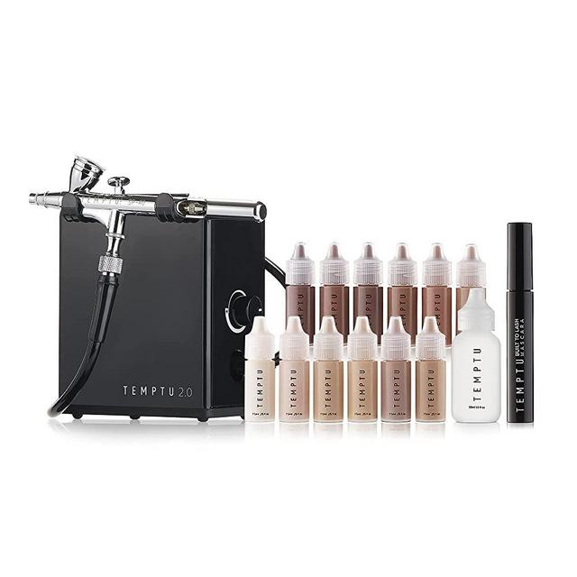 TEMPTU Airbrush Makeup System 2.0 Premier Kit: Airbrush Makeup Set for Professionals Includes S/B Silicone-Based Foundation Starter Set & Cleaning Kit, Travel-Friendly
