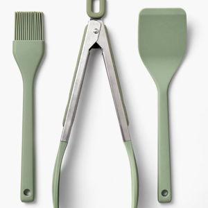 3pc Silicone Mini Turner Basting Brush and Tongs Set - Figmint™