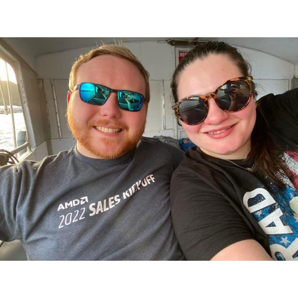 On a boat going from St. Thomas to St. John!