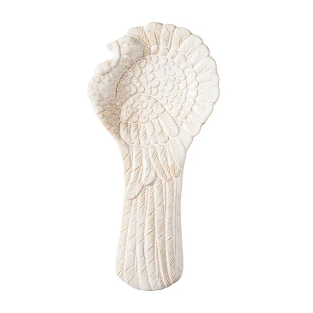 C&F Home White Turkey Stoneware Thanksgiving Kitchen Spoon Rest 9"