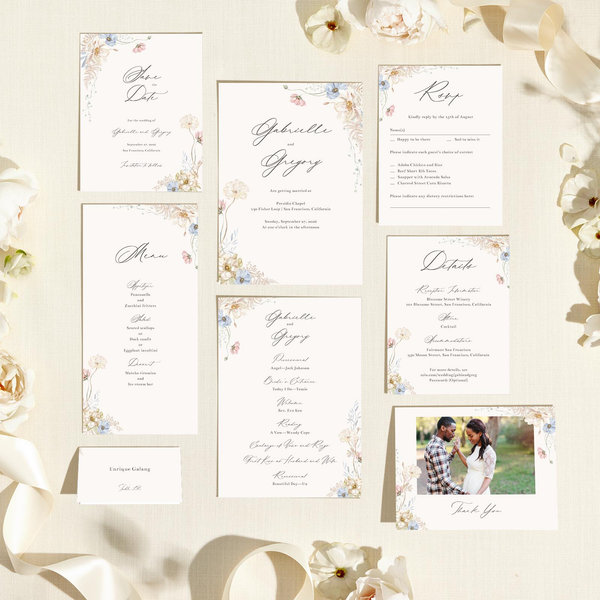 Almada Portrait | Off-White | Zola Wedding Invitations