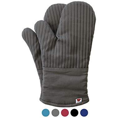 Big Red House Oven Mitts, with The Heat Resistance of Silicone and Flexibility of Cotton, Recycled Cotton Infill, Terrycloth Lining, 480 F Heat Resistant Pair Grey