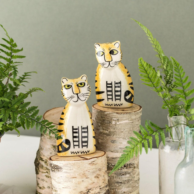 Tiger Salt and Pepper Shakers, handmade...