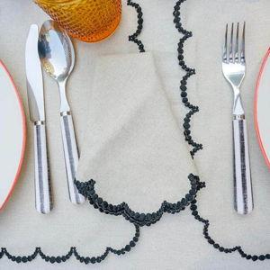 Luna Napkin, Beige with Black