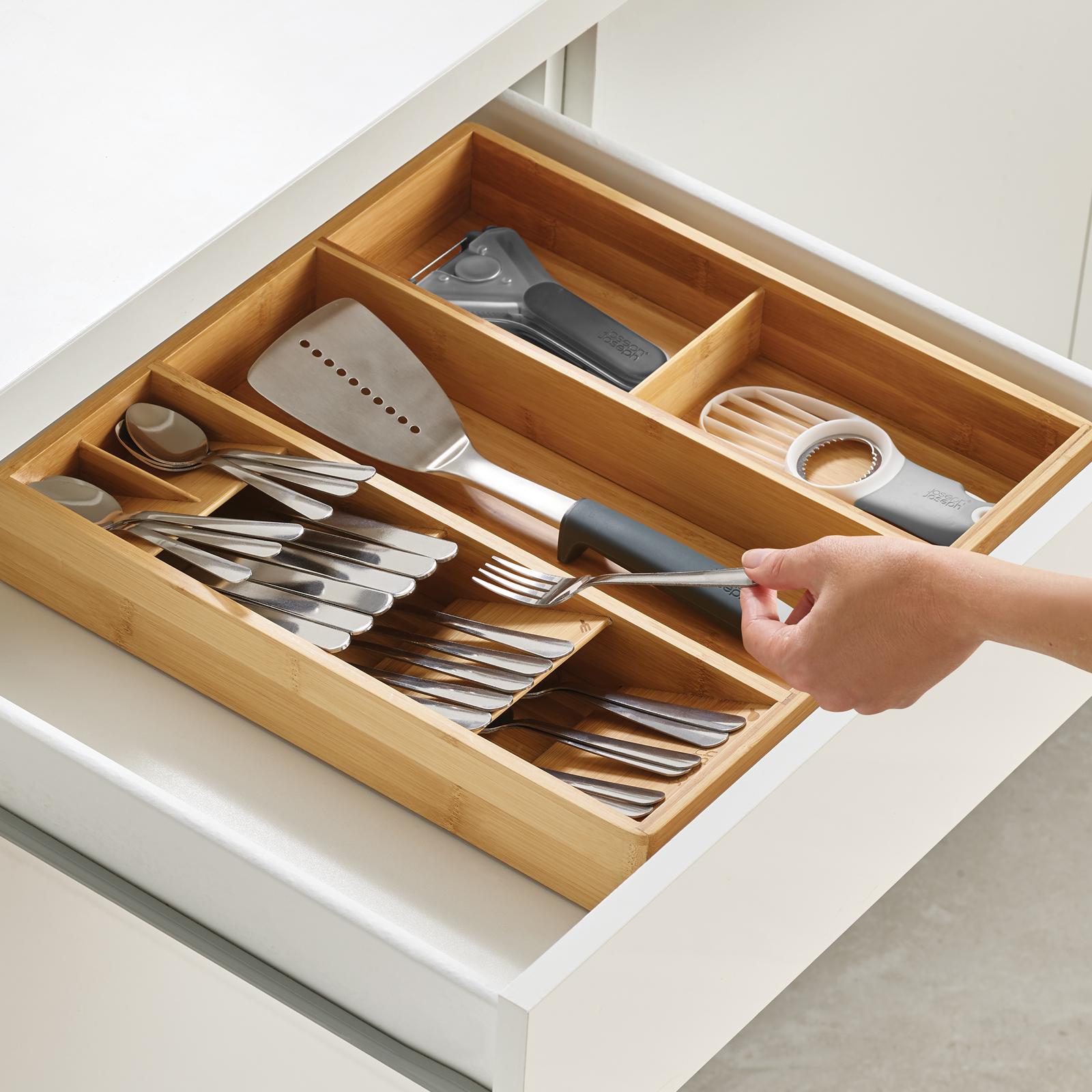Joseph Joseph Elevate Steel 5-Piece Knife Set with In-Drawer Bamboo Storage Tray