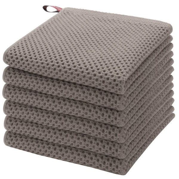 Kitchen Dish Cloths, 6 Pack Waffle Weave Dish Towels For Drying Dishes Quick Drying Kitchen Towels