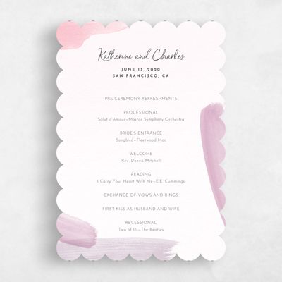 Pink Scalloped Wedding Program - Riverside
