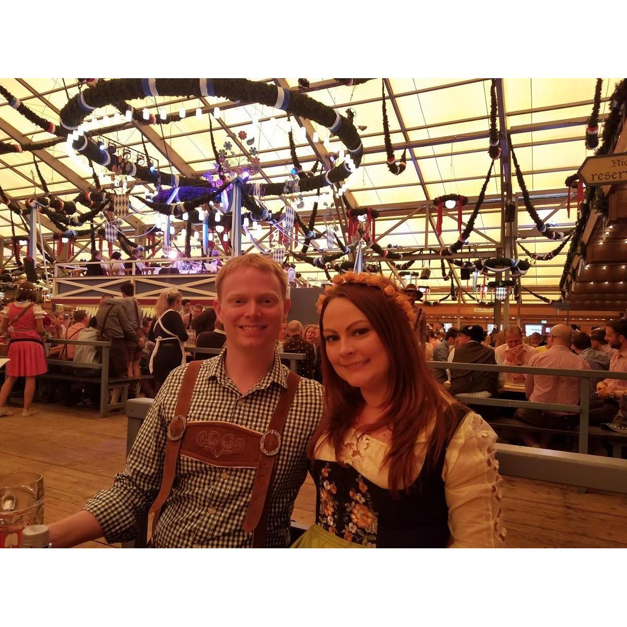 In all seriousness, we had an amazing time. Here we are in a beer tent wearing our best lederhosen and dirndl.