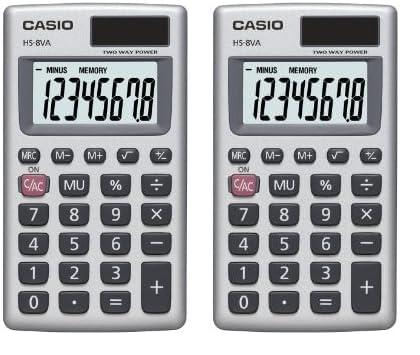 Casio HS-8VA, Solar Powered Standard Function Calculator (Pack of 2)