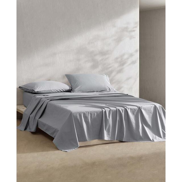 Calvin Klein Washed Percale Cotton Solid 4 Piece Sheet Set, King
