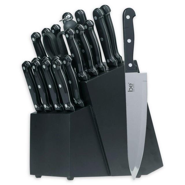 Basic Essentials® 22-Piece ABS Triple-Riveted Knife Block Set in Black