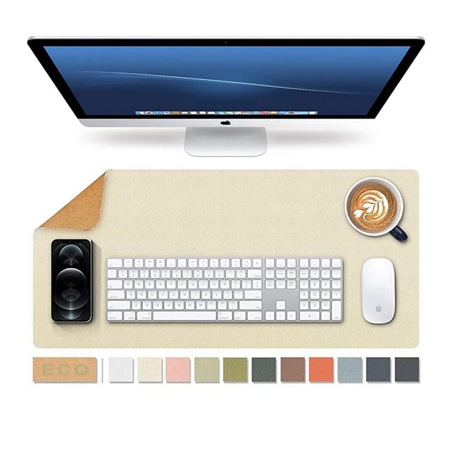 Large Natural Cork & Leather Desk Pad,eco Desk mat,Double-Sided Desk Protector ,Waterproof Keyboard pad ,Desk Mouse Pad for Office/Home/Gaming(Apricot,23.6"x 11.8" )
