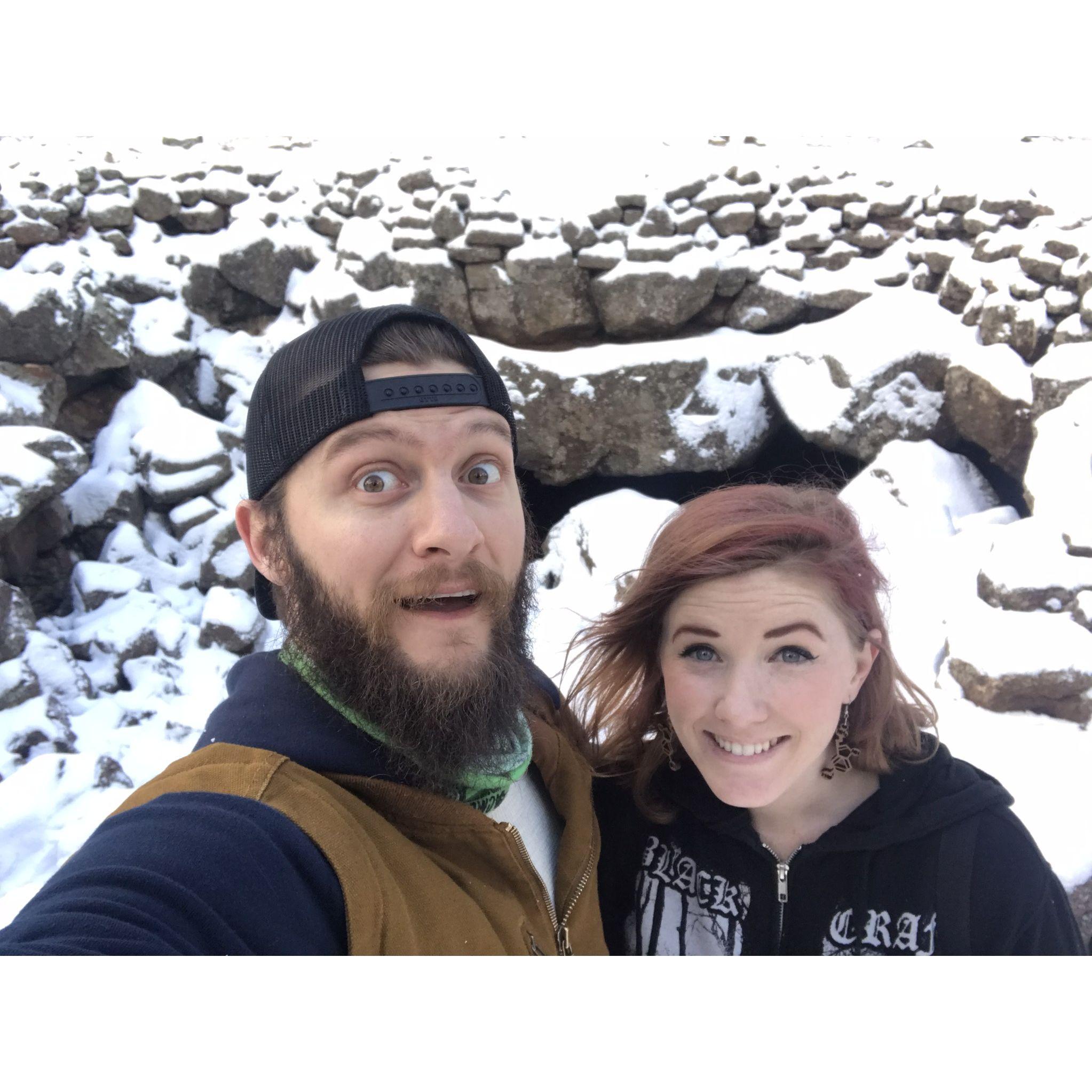 Exploring caves in the dead of winter. We love to adventure together.