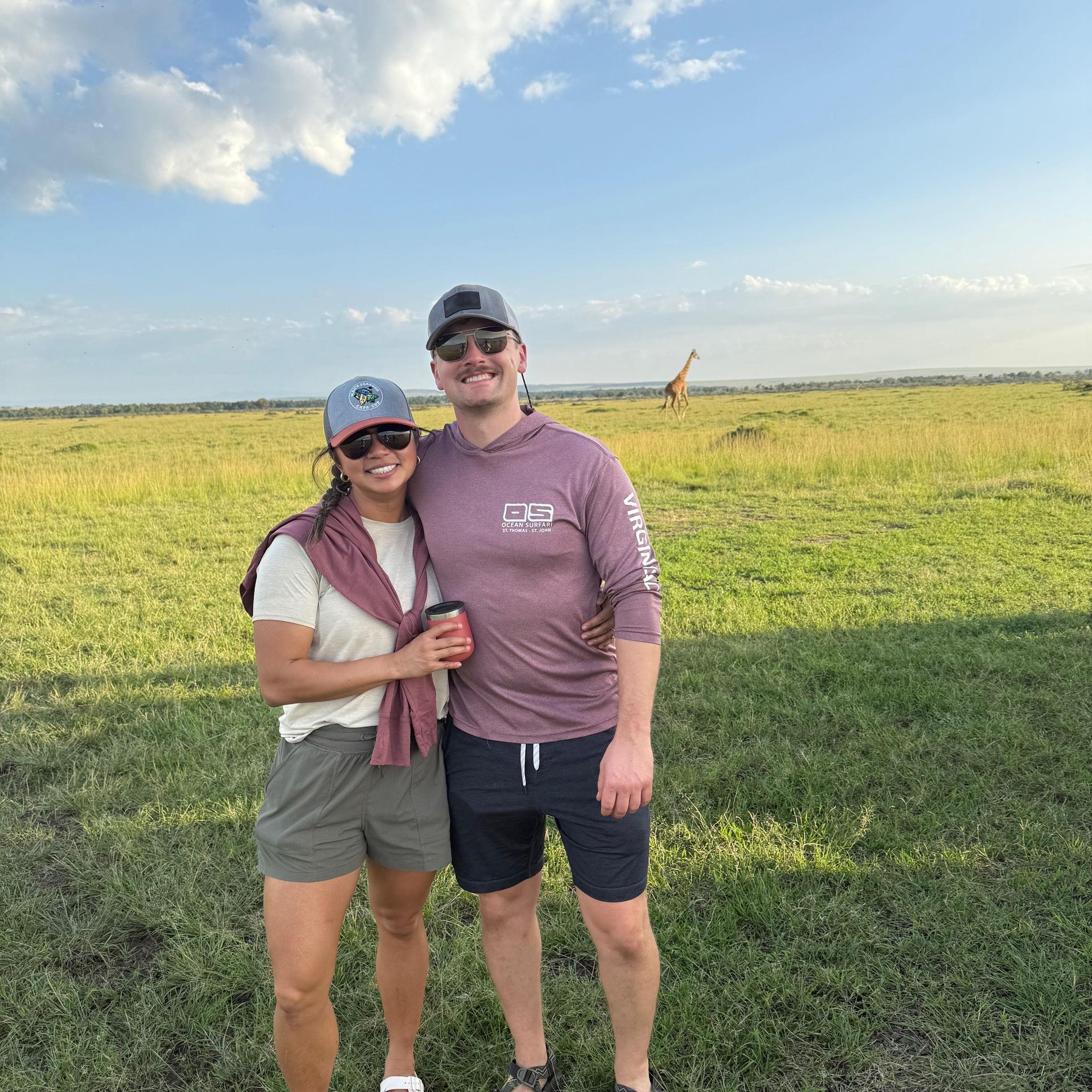 There's a giraffe behind us!