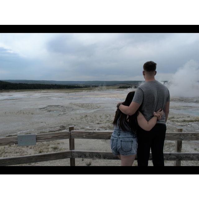 The first stop at our road trip from San Diego to Michigan; Yellowstone National Park Geyser