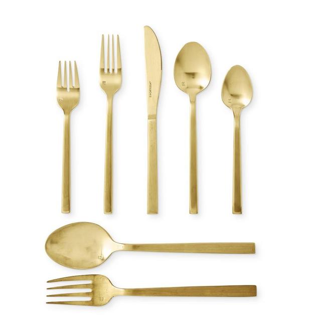 Fortessa Arezzo 42-Piece Flatware Set, Brushed Gold