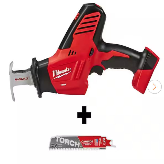 Milwaukee M18 18V Lithium-Ion Cordless HACKZALL Reciprocating Saw with Carbide Teeth Metal Cutting SAWZALL Saw Blade 2625-20-48-00-5201