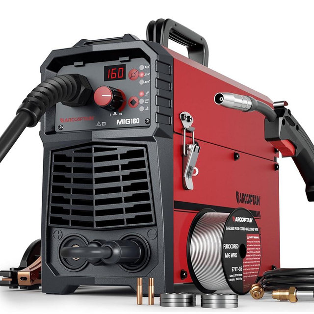 ARCCAPTAIN 160A MIG Welder 110V 220V 4 in 1 Welding Machine Gas MIG, Gasless MIG Flux Core Welder, Lift TIG, MMA Stick Welder, Welder Machine with Synergy for Beginner IGBT Inverter Portable Welder