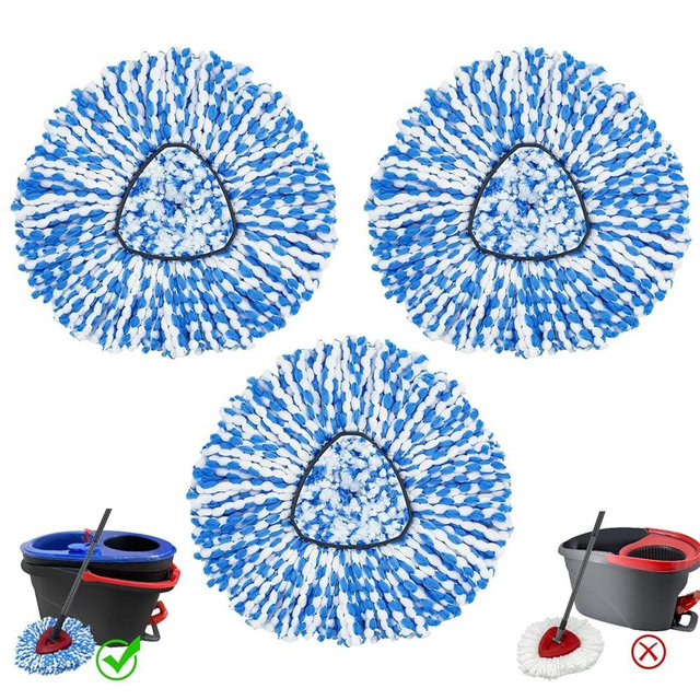 Spin Mop Head Replacements Compatible with Ocedar RinseClean 2 Tank System,Mop Head Refill Replacement for O-cedar 2 Tank System - Easy to Replace,100% Microfiber, All Hard-surfaced Floor Clean 3 Pack
