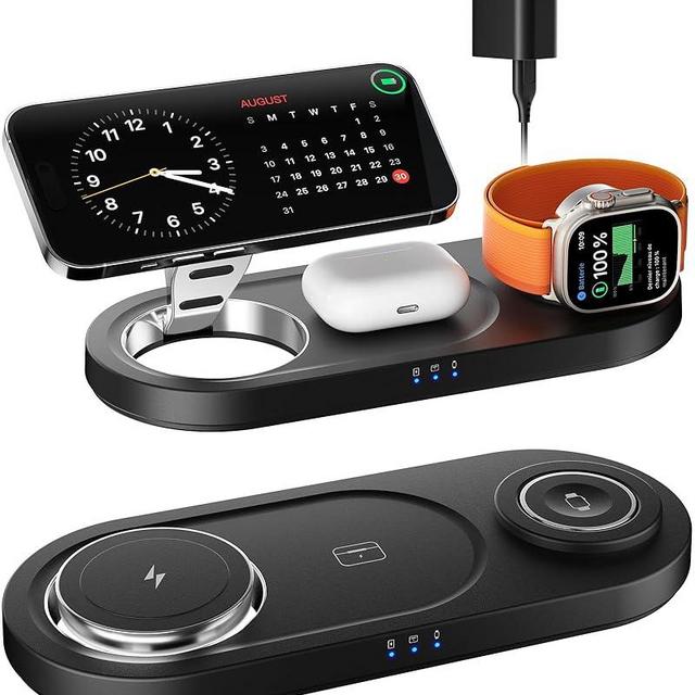 2024 Upgraded 3 in 1 Wireless Charger, Nano Magnetic iPhone Charging Station for Apple Devices, Fast Mag Safe Charging Pad for iPhone 15/14/13/12 Series & AirPods Pro & All Apple Watch Series, Black