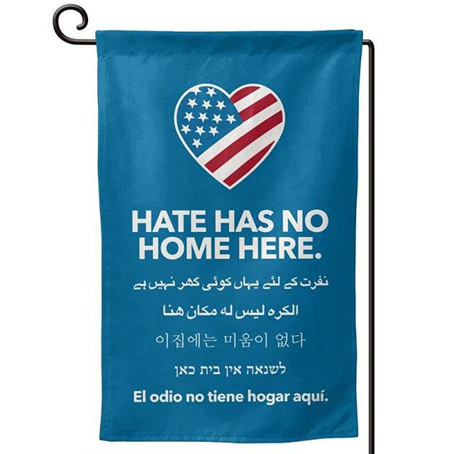 AIJEESI Hate Has No Home Here Garden Flag Double Sided Spring Summer Yard Outdoor Decorative 12.5 x 18 Inch