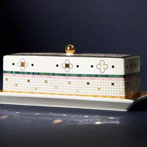 The Bistro Tile Stoneware Butter Dish: Garden Edition
