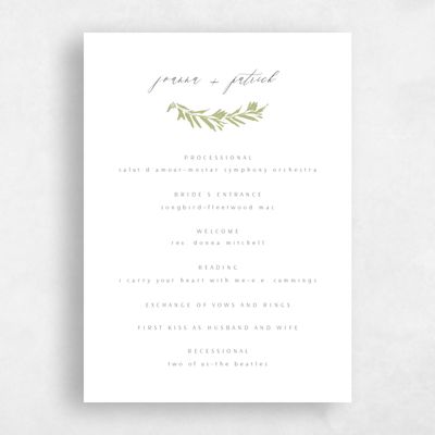 Green Simple Wedding Program - Callahan