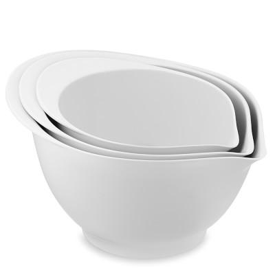 Melamine Pour Spout Bowls, Set of 3, White