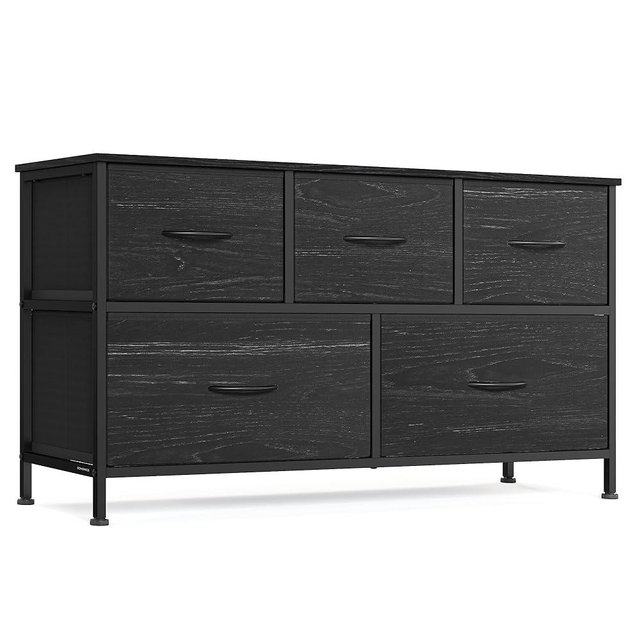 SONGMICS BELLAH Collection - Dresser for Bedroom, Chest of Drawers, Storage Organizer Unit, Closet, Entryway, Steel, 5 Drawers, Modern, Ebony Black ULGS322BE02S