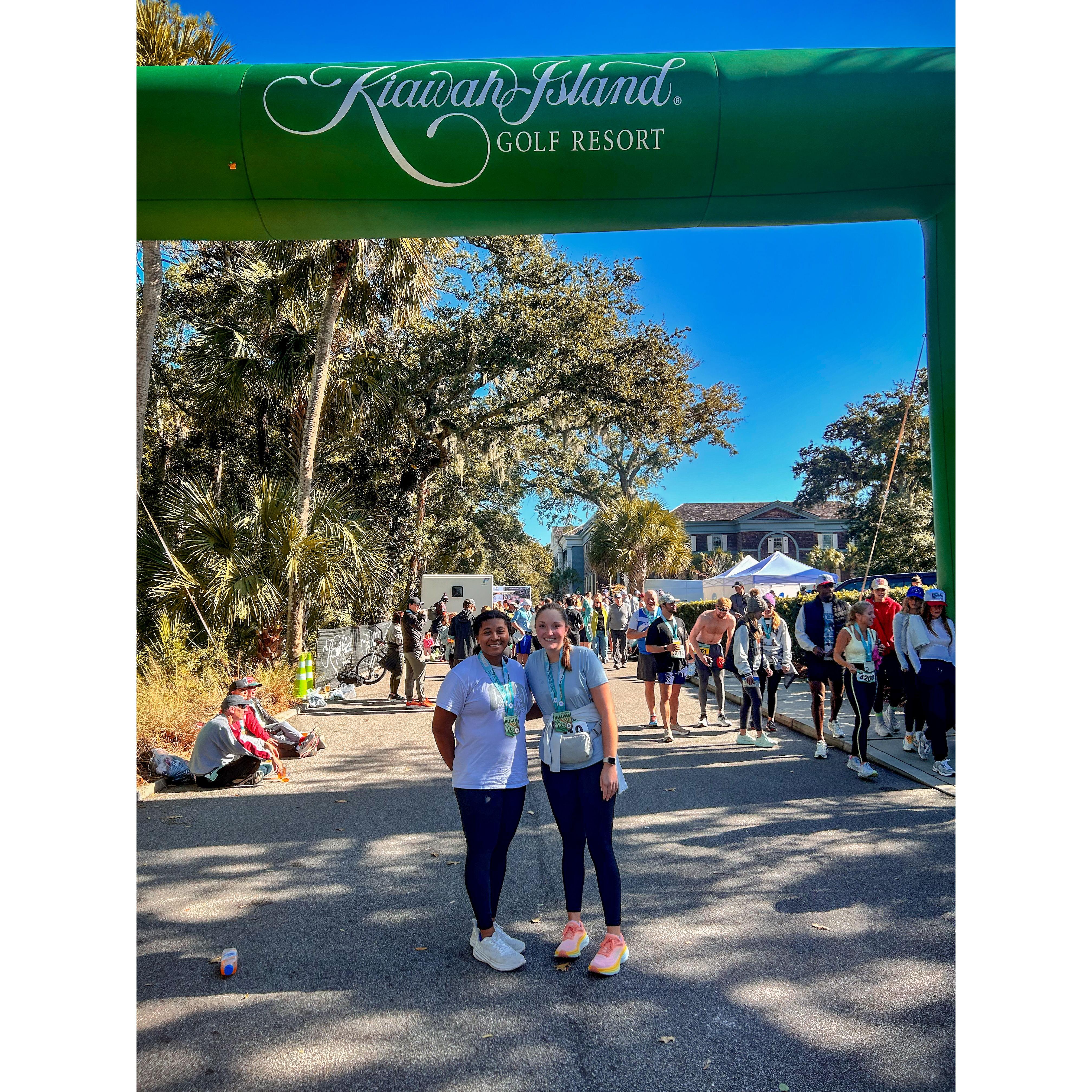 Kasey and Liz completing their first Kiawah Island half marathon in December 2024.                                  P.S. Jace was on standby incase we died