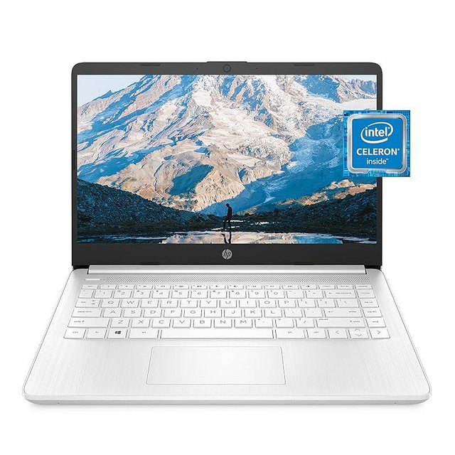 HP 14 Laptop, Intel Celeron N4020, 4 GB RAM, 64 GB Storage, 14-inch Micro-edge HD Display, Windows 11 Home, Thin & Portable, 4K Graphics, One Year of Microsoft 365 (14-dq0040nr, 2021, Snowflake White)