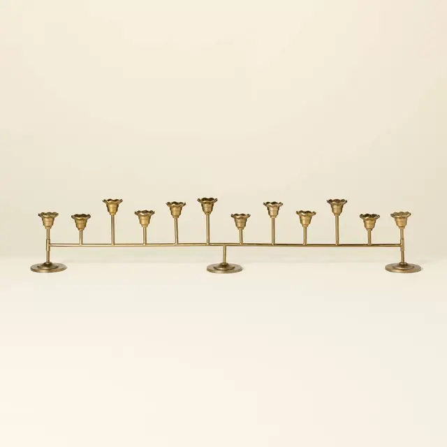 Scalloped Brass 12ct Taper Candelabra Antique Finish - Hearth & Hand™ with Magnolia