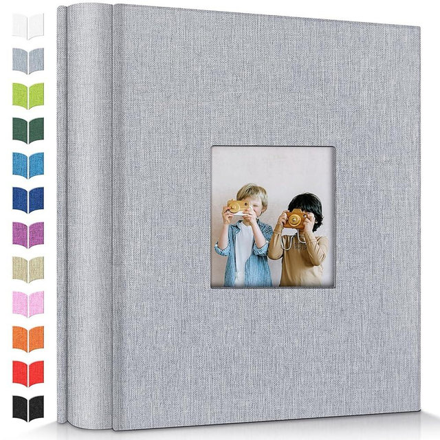 Artfeel Photo Album 4x6 with 600 Pockets,Slip-in Picture Albums,Linen Cover Memory Book with Front Window,White Page Vertical Photo Book for Wedding,Family,Anniversare,Baby,Vacation