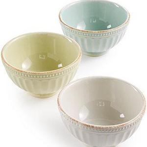 French Perle Groove Collection Stoneware 3-Pc. Mini Bowls Set